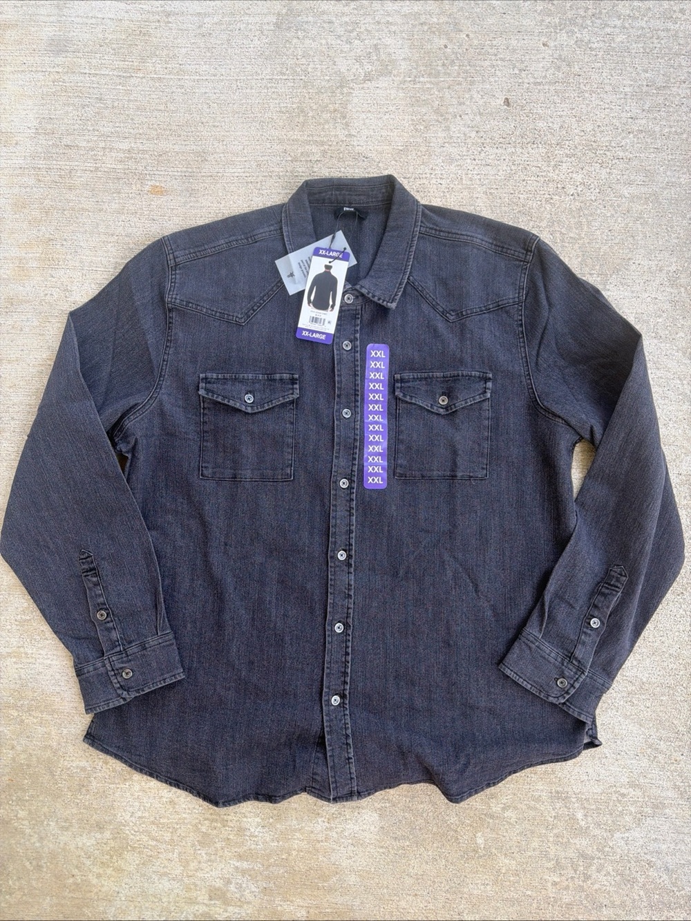 NWT Frye Men's Black Denim Button-Down Shirt Size XXL
